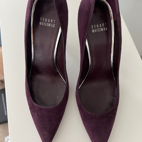 Stuart Weitzman Burgundy Suede Pointed Toe Pumps – Size 8.5 - Picture 2 of 7